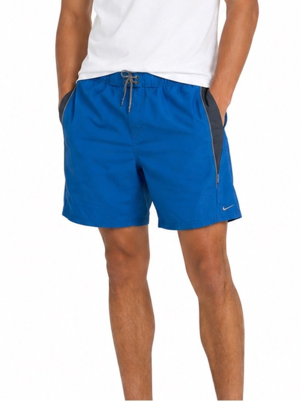 NIKE Blue Swoosh Mesh Lined Summer Vacation Lightweight Swim Suit Trunks…